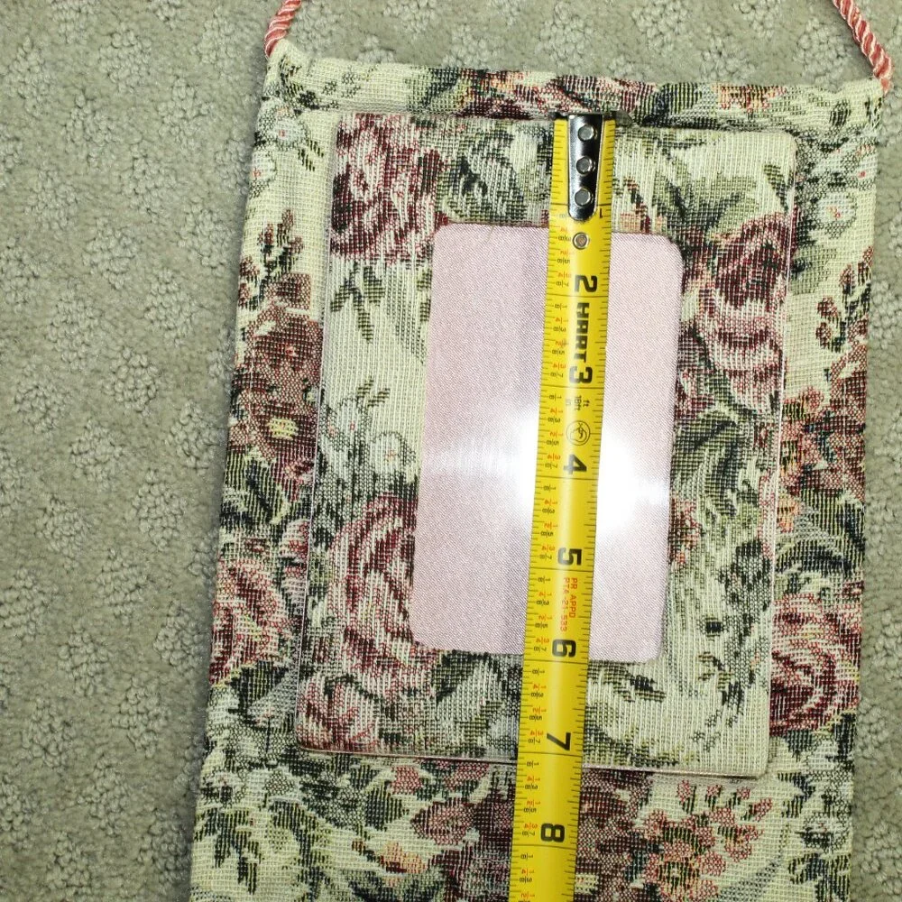 Vtg Mauve Maroon Ivory Fabric Tapestry Hanging 3 Frames Tapestry a 3x3 & (2) 3x5